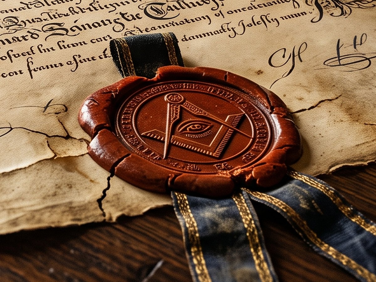 Historic Masonic warrant with wax seal