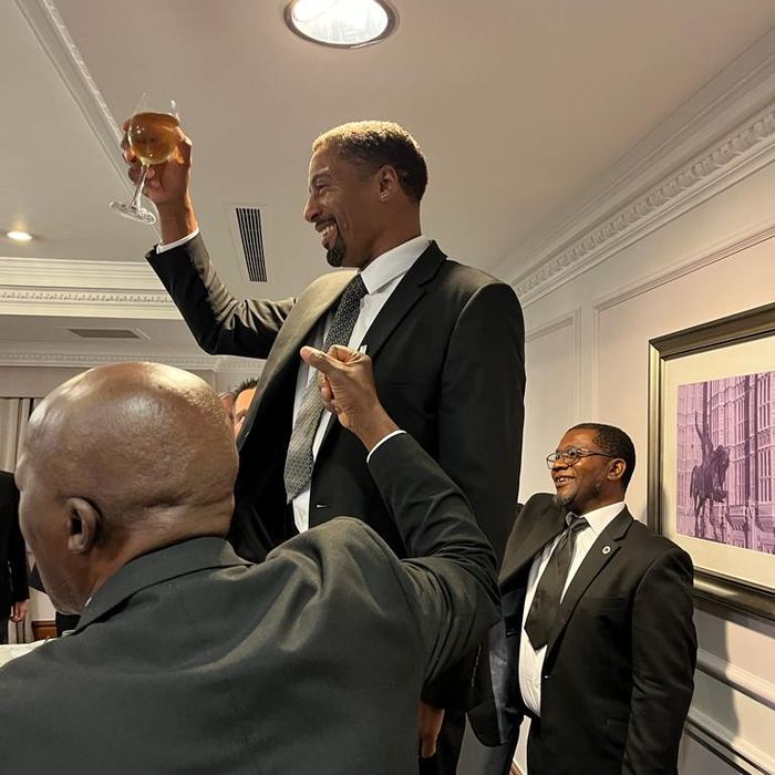 Social occasion — raising a toast